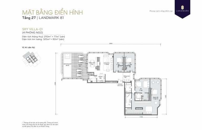 mặt bằng skyvilla - penthouse Landmark 81 Tầng 27