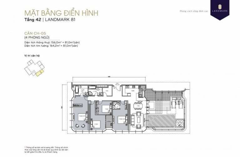 mặt bằng skyvilla - penthouse Landmark 81 Tầng 42- CH05