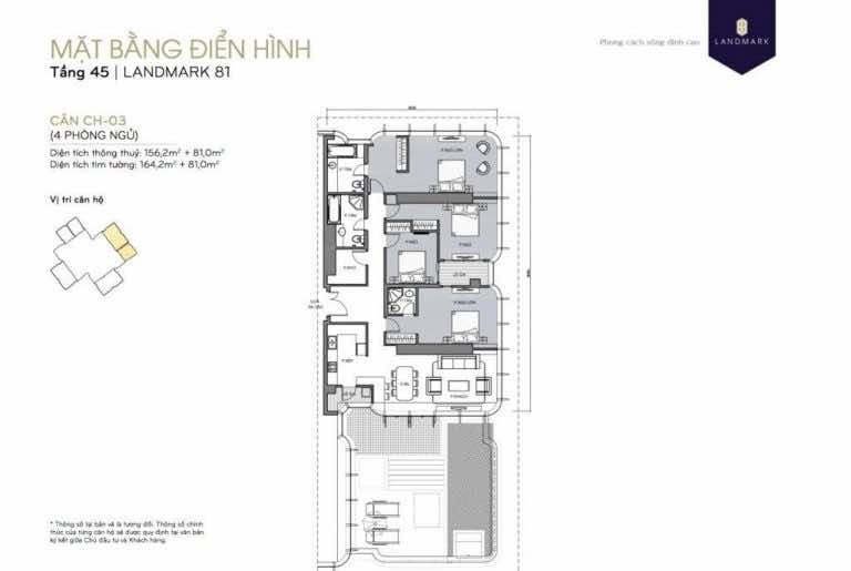 mặt bằng skyvilla - penthouse Landmark 81 Tầng 45