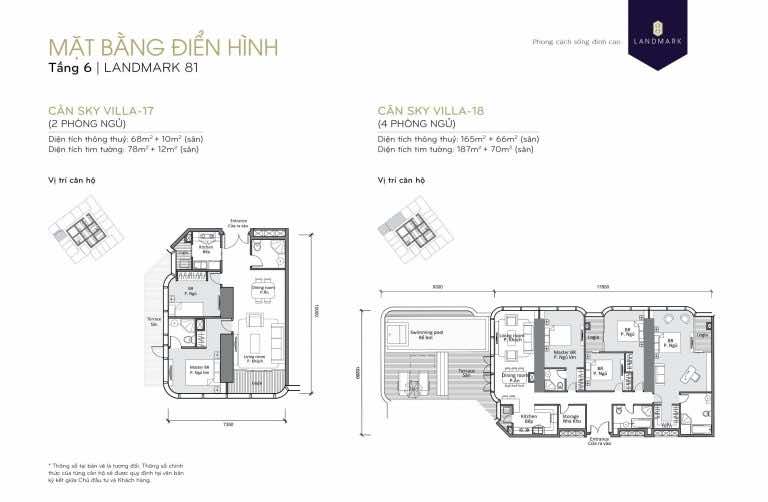 mặt bằng skyvilla - penthouse Landmark 81 Tầng 6