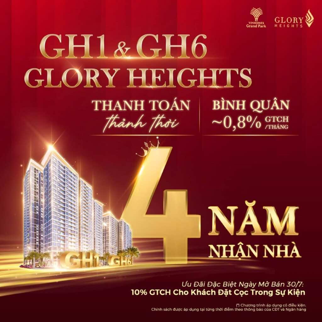 Chính sách Glory Heighta 4 năm nhận nhà
