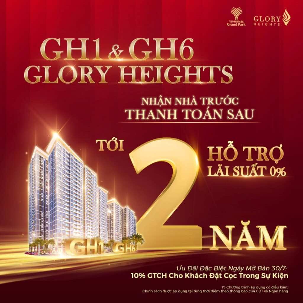 Chính sách Glory Heights 2 năm nhận nhà