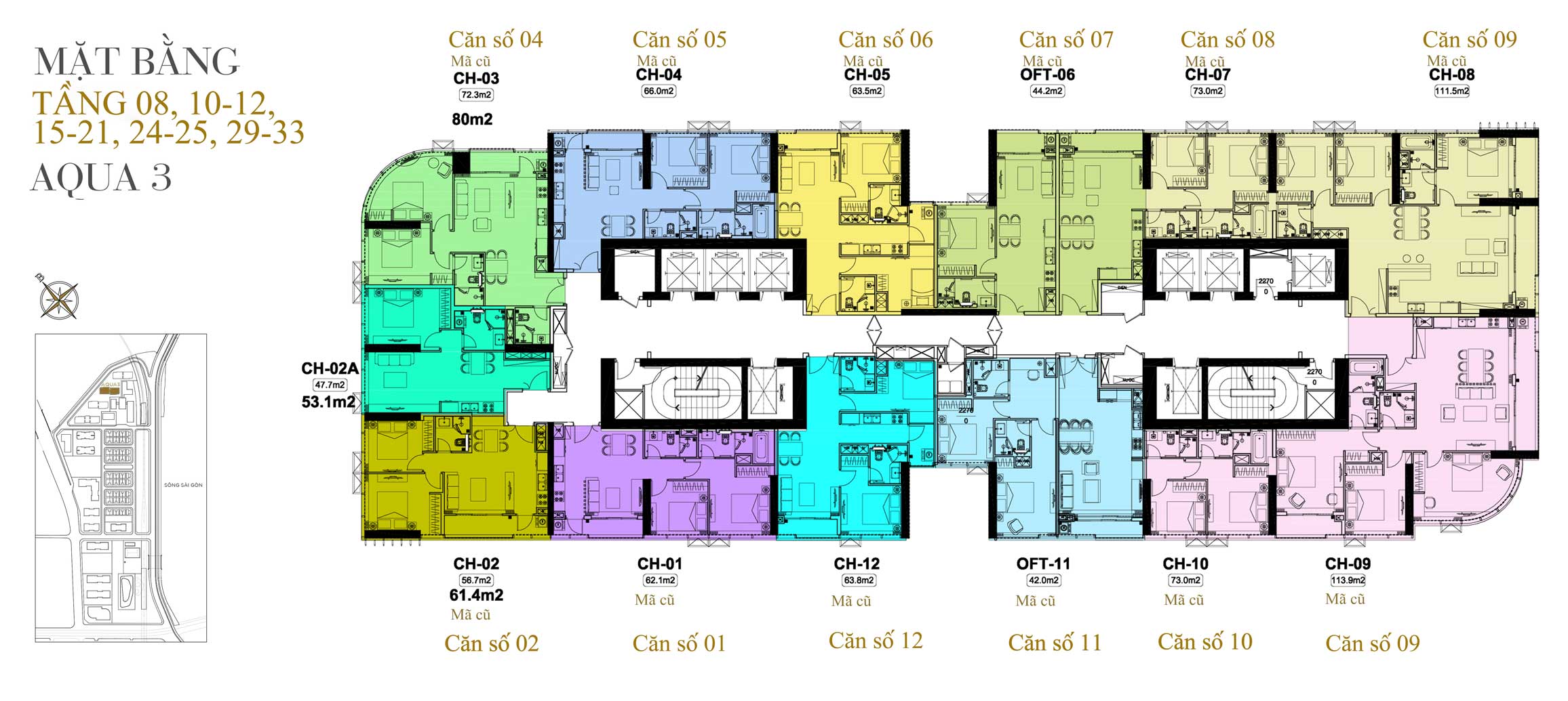 Mặt Bằng Aqua 3 Tầng 08, 10-12, 15-21, 24-25, 29-33