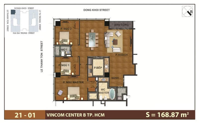 Mặt Bằng Căn Hộ Vinhomes Đồng Khởi Tầng 21 Căn Số 01