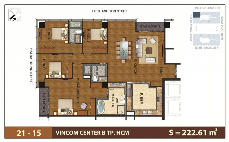Mặt Bằng Căn Hộ Vinhomes Đồng Khởi Tầng 21 Căn Số 15