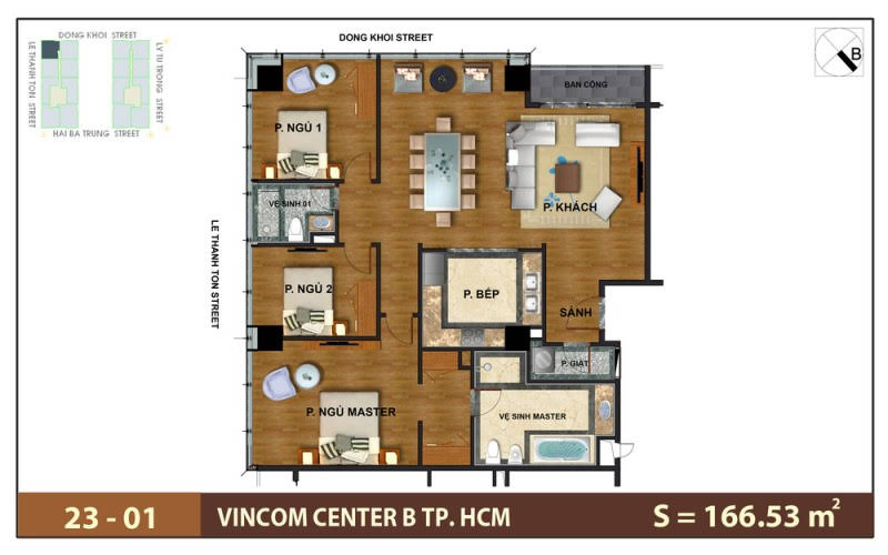 Mặt Bằng Căn Hộ Vinhomes Đồng Khởi Tầng 23 Căn Số 01