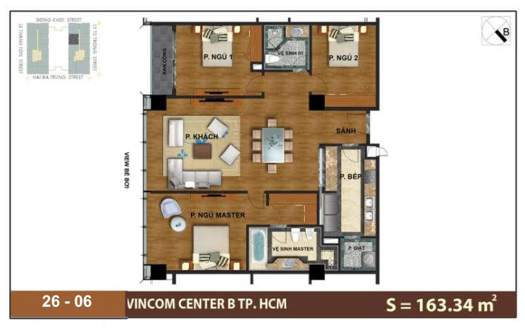 Mặt Bằng Căn Hộ Vinhomes Đồng Khởi Tầng 26 Căn Số 06
