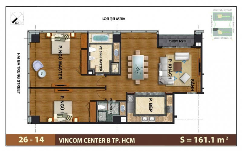 Mặt Bằng Căn Hộ Vinhomes Đồng Khởi Tầng 26 Căn Số 14